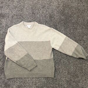 H&M Women's Taupe Colorblock Crewneck Sweater